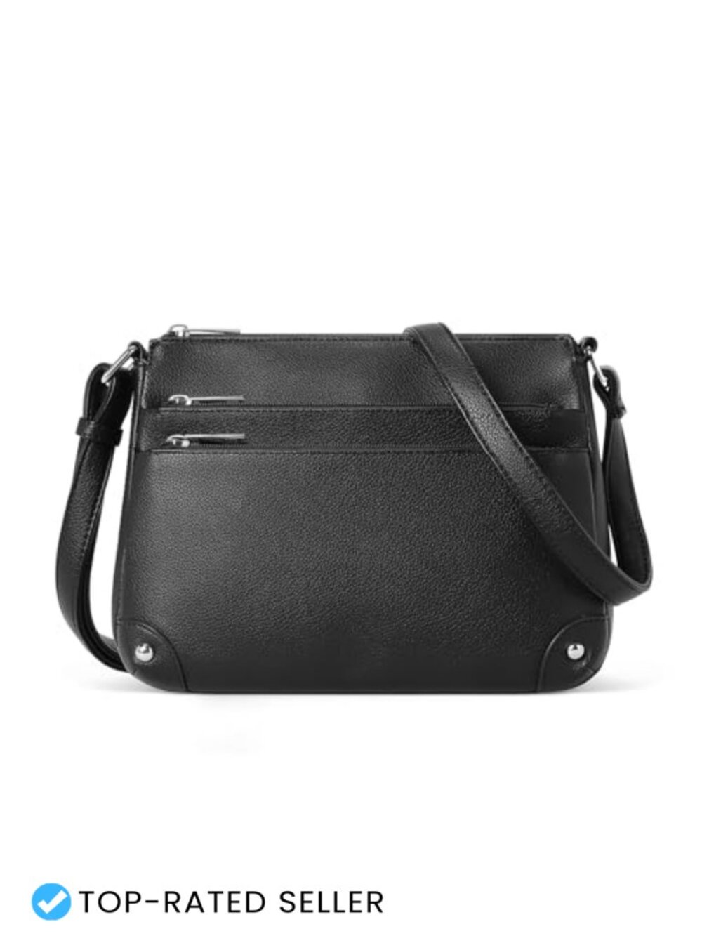 Vegan Leather Crossbody Bag Medium Multi Zipper Pocket Satchel Purse